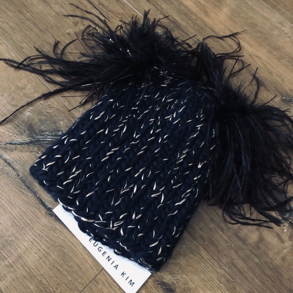 EUGENIA KIM-NWT Feather Pom Wool Winter Hat
